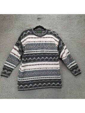 Dana Scott Sweater Womens Medium Gray Knit Vintage Granny Pullover